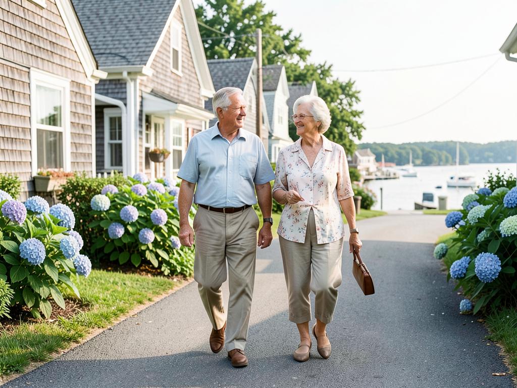 Happy retirees enjoying life in Massachusetts